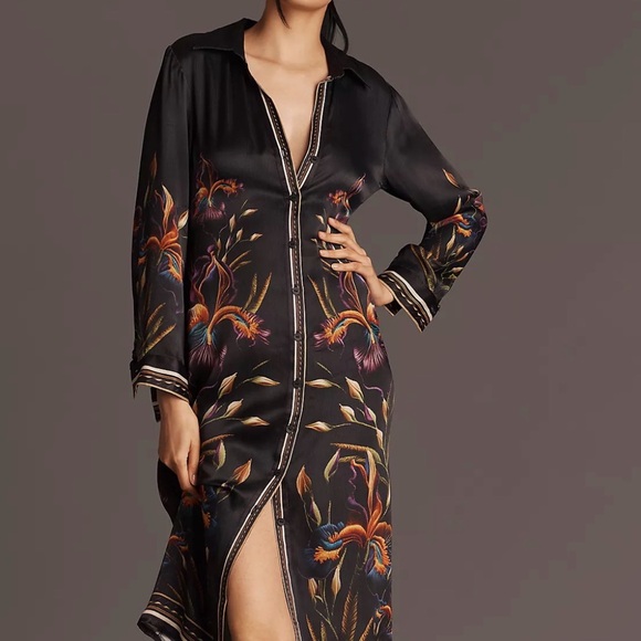 Bl-nk Ferlina Long-Sleeve 
Midi Shirt Dress
NWT
COLOR- Black Pattern - Picture 3 of 8